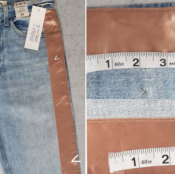 NWT AMO Denim Ribbon Loverboy Jeans 26 Cropped - Picture 10 of 12